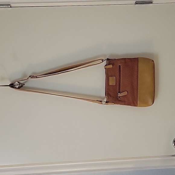 Vtg STONE MOUNTAIN Canvas Faux Leather Three Compartment Carpet Shoulder Bag - Picture 6 of 16